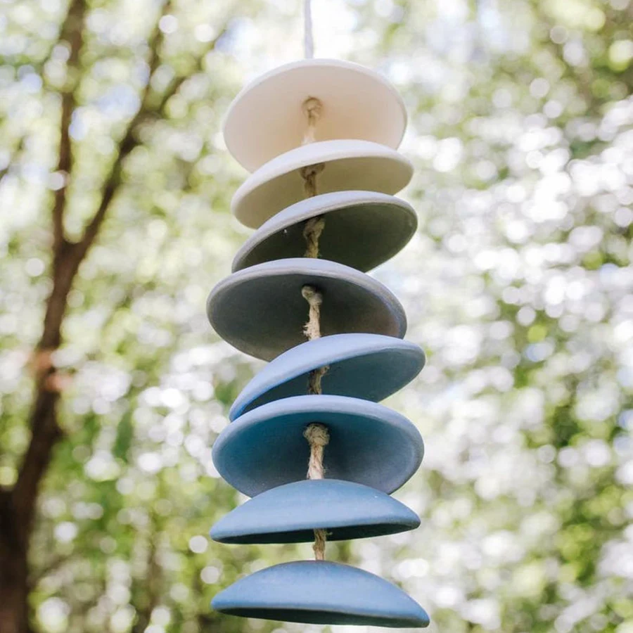 Gradual color ceramic wind chime strings, room and garden decorations, wedding gifts, door decoration hangings