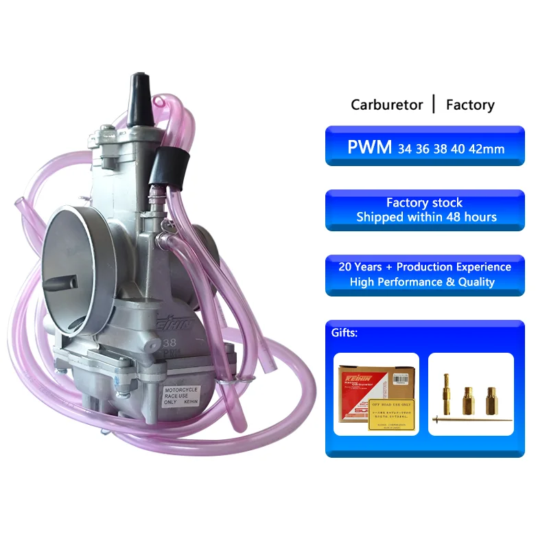 PWM Motorcycle Carburetor 34 36 38 40 42mm Big Displacement Racing Carburetor with Power Jet for Keihin Honda Yamaha Motorcycle
