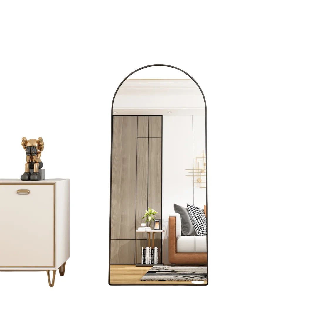 Factory Supply Smooth And Delicate Cooper-free Clear Image Round Top Metal Framed Large Full Body Living Room Hair Salon Mirror