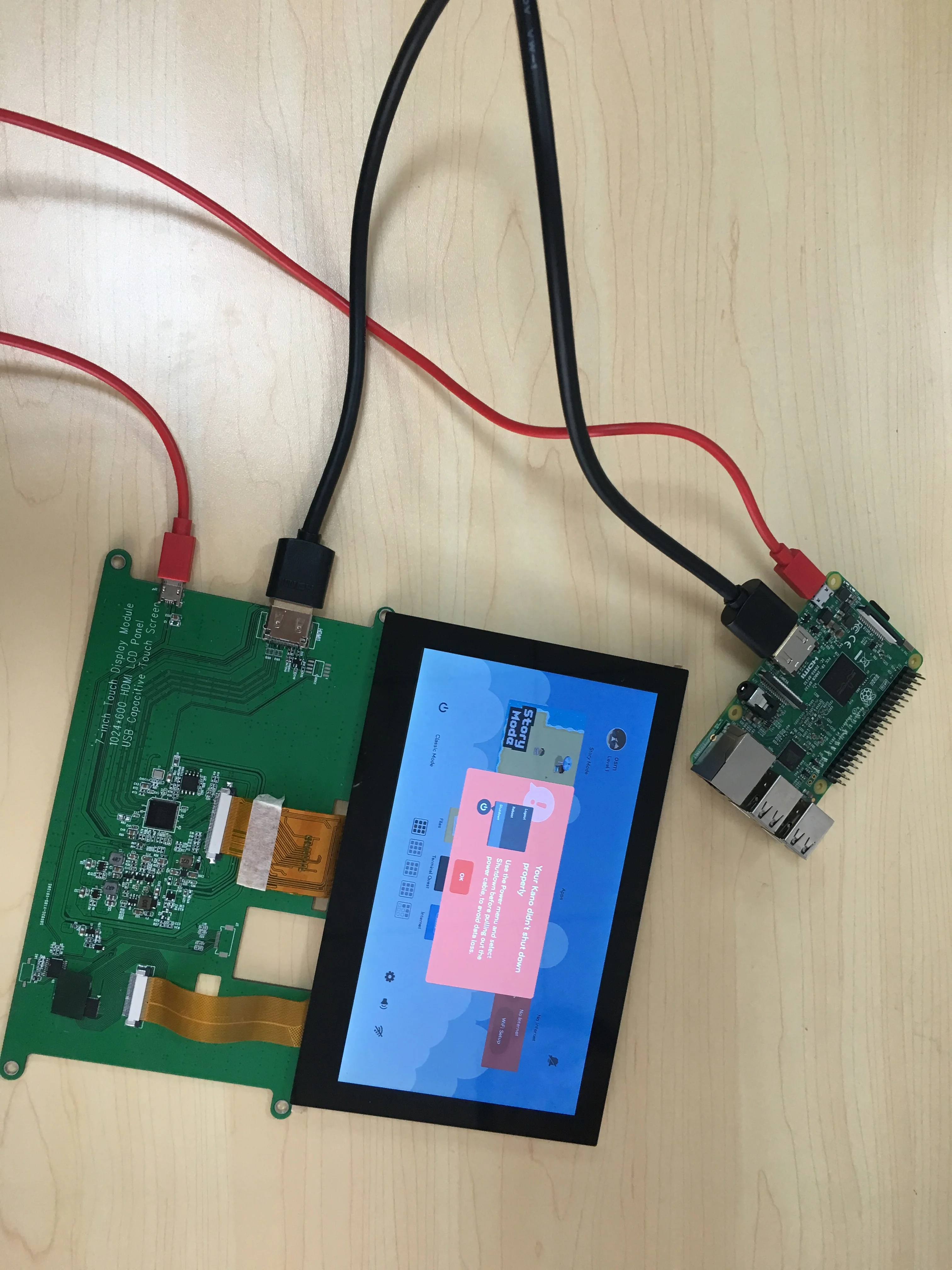 7inch Raspberry PI LCD Display with USB touch panel and control board support custom design