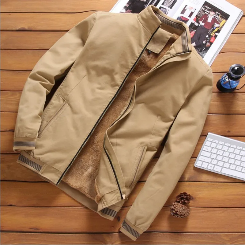 Fleece Jackets Mens Bomber Jacket Warm Male Fashion Baseball Hip Hop Coats Slim Fit Coat Brand Clothin.Z0528