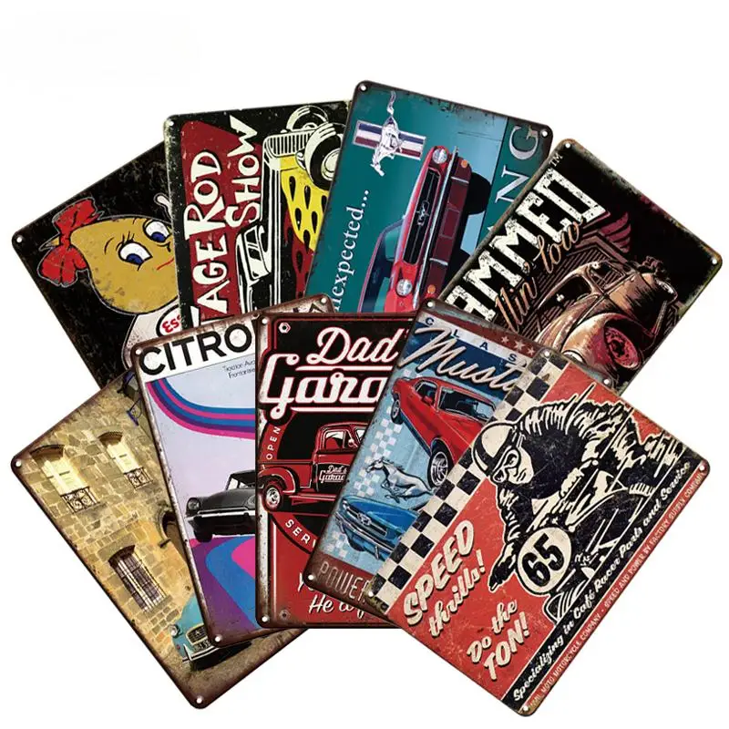 High Quantity Wholesale 20x30cm Rustic Durable Motorcycle Garage Tin Signs Vintage Retro Posters Custom Your Brand