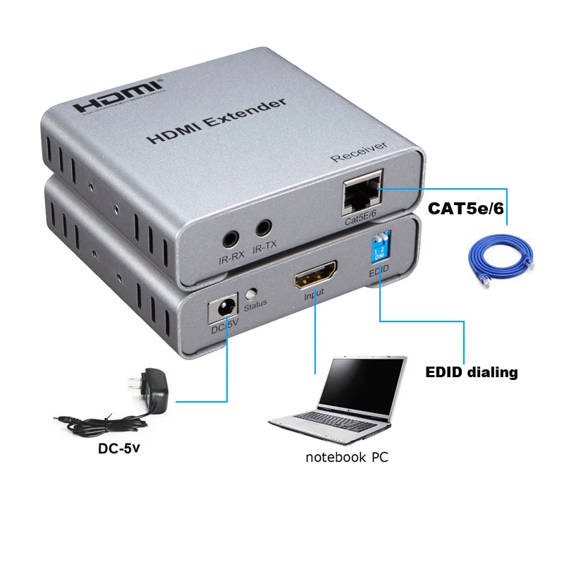 Удлинитель HDMI TX / RX с ИК через Cat5E 6 50M 1.4 Launcher + приемник 4Kx2K 1080P Поддержка 3D для TV DVD PS4 Проектор