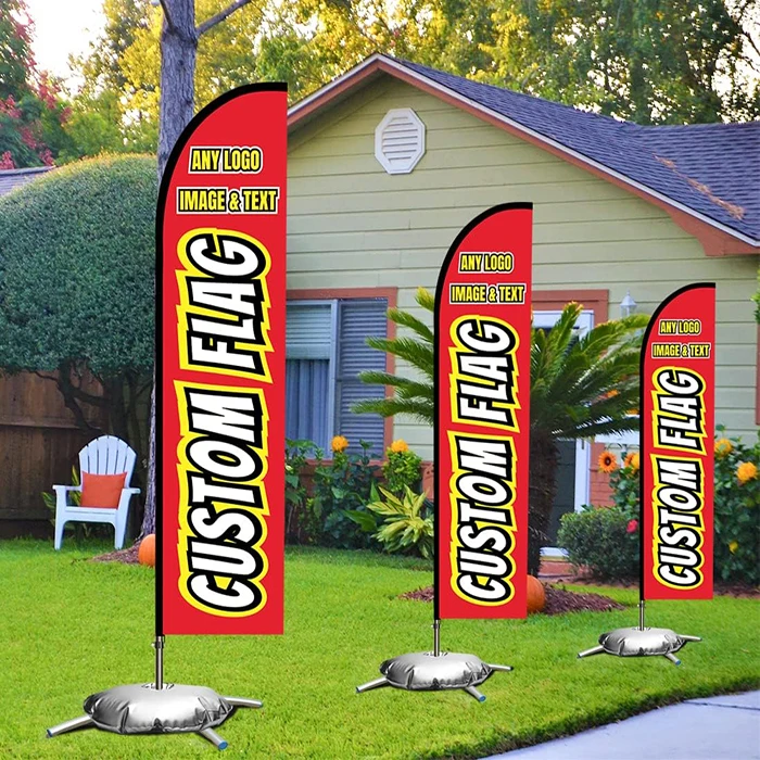 Promotion Advertising Campaign Outdoor Custom Flying Banners Bali Bow Sail Swooper Teardrop Feather Beach Flags With Spike Base