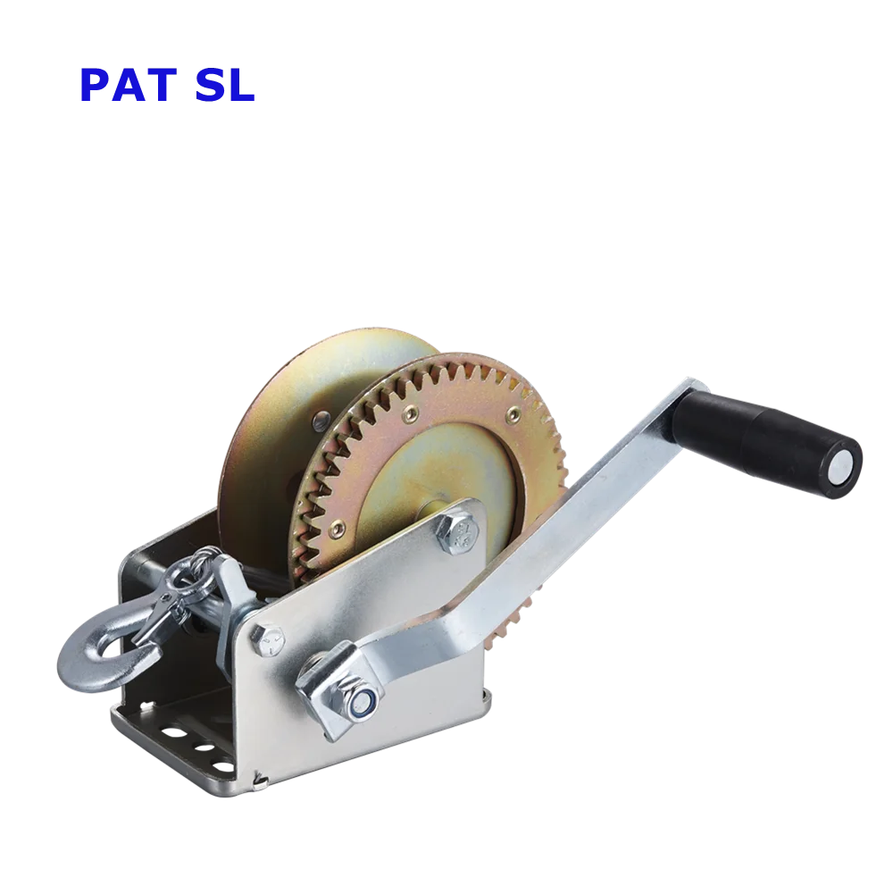 Manufacturer 1500LBS Mini Towing Tractor Galvanized Manual Hand Winch Boat Trailer Winch with Wire  Rope Cable Strap