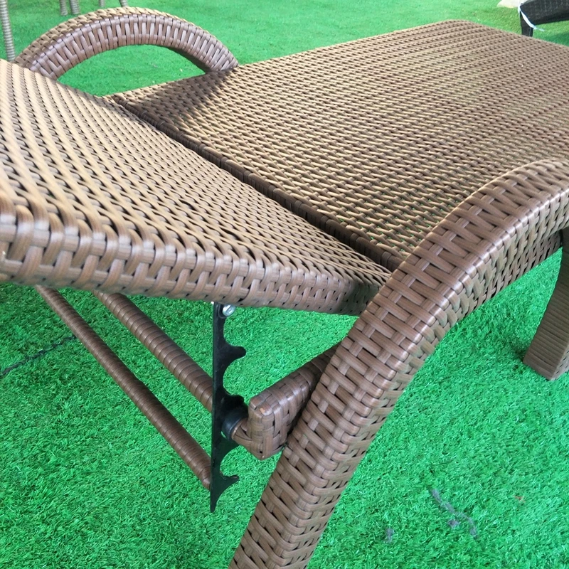 Modern Plastic Chaise Lounge wicker single seat Sun lounger rattan outdoor FOLDING lounge bed