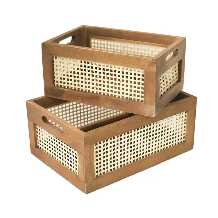 Wholesale Wooden cheap  bamboo Storage Baskets set