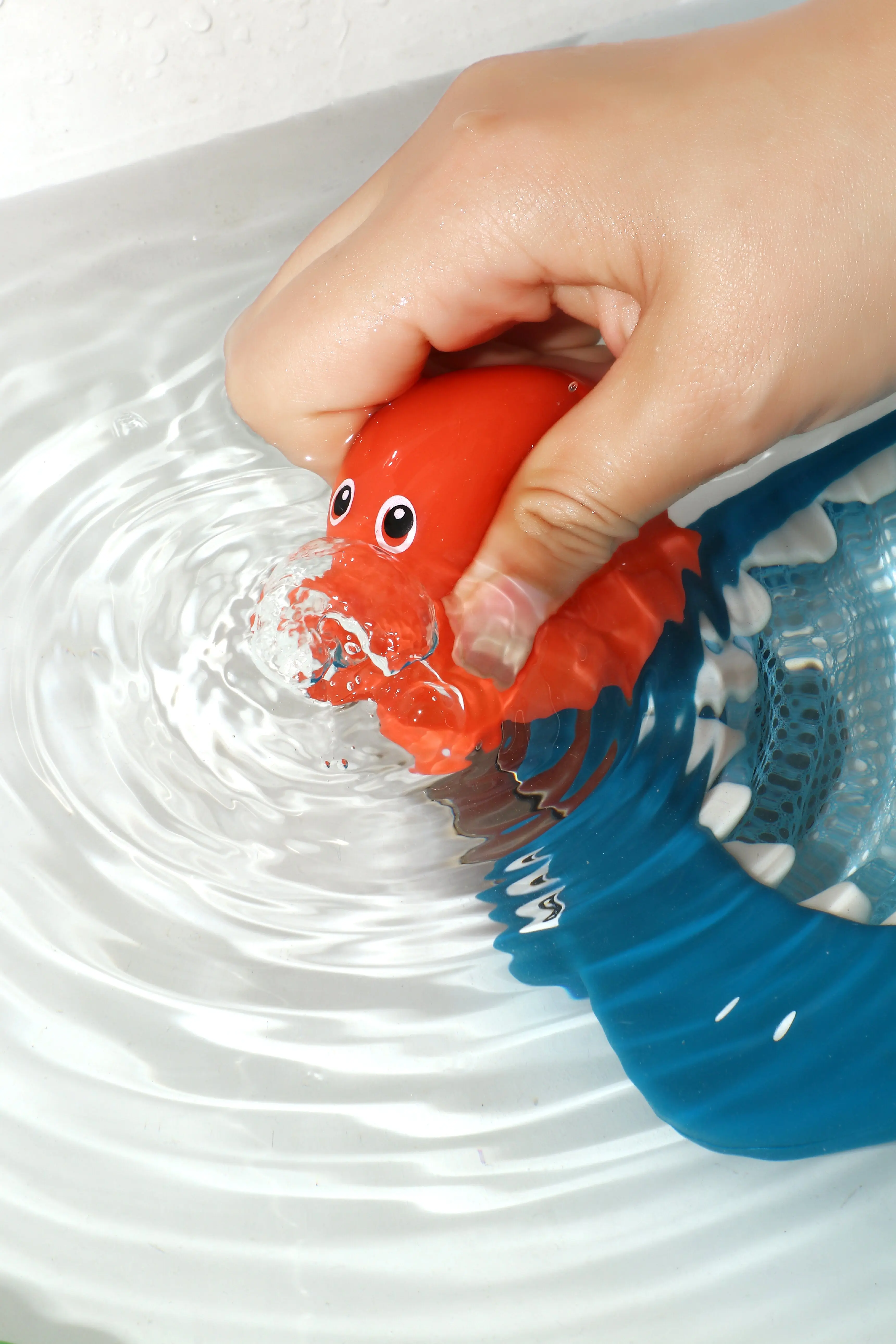 Baby Bath Toy Fishing Floating Animal Squirts Toys Games Fish Net Game Bathtub Bathroom Pool Toy