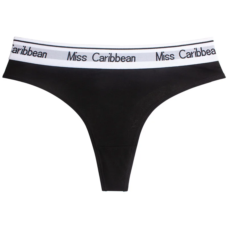 High quality T-Back mid-rise custom black sport ladies thongs sexy pantie women cotton underwear