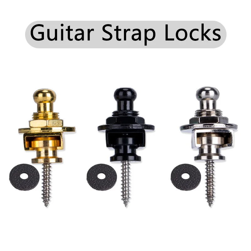 Guitar Strap Locks Buttons Metal End Pins With Mounting Screws for Acoustic Classical Electric Guitar Bass Ukulele