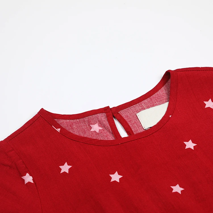 Custom color rayon stars printed drawstring waist kids beautiful model fancy dresses for girls of 11 years old