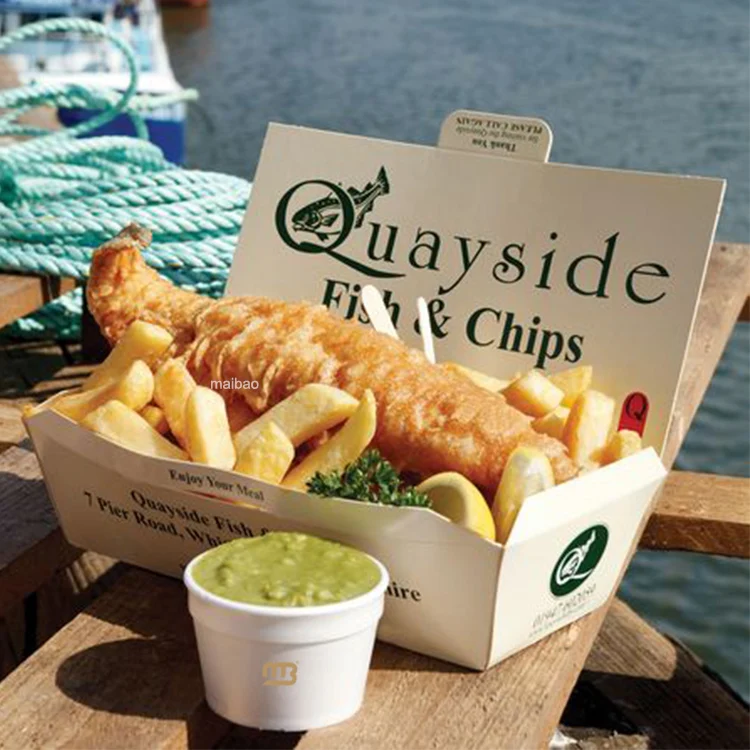 Custom Logo Printed Kraft Cardboard Fast Food Takeaway Fish Chips Burger Fried Chicken Take Out Box