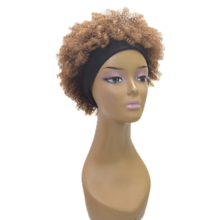 Novelties Wholesale Synthetic Fiber African Kids Short Curly Elastic Scarf Spring Curl Headband Wigs For Black Women