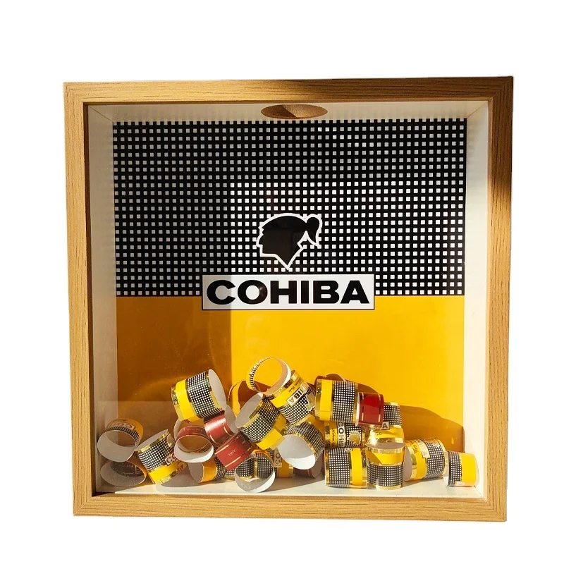 Top Loading slot 5cm inner Wine Cork Box Beer Caps Ticket Stubs Shadow Box Display Frame  for Cigar Bands  Cigar Bands