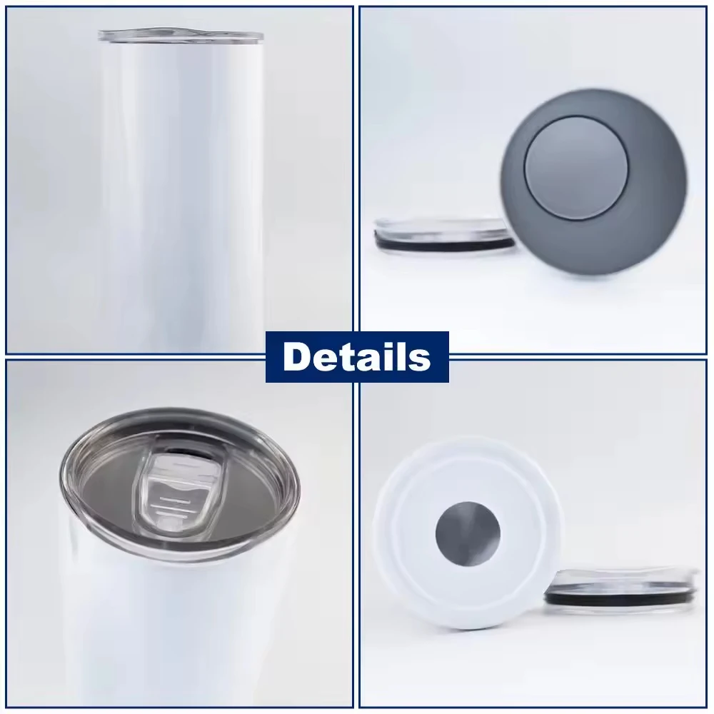 Bulk Sale White 20 oz Straight Skinny Sublimation BlankStainless Steel Cup 20oz Skinny Sublimation Tumblers with Lid and Straw