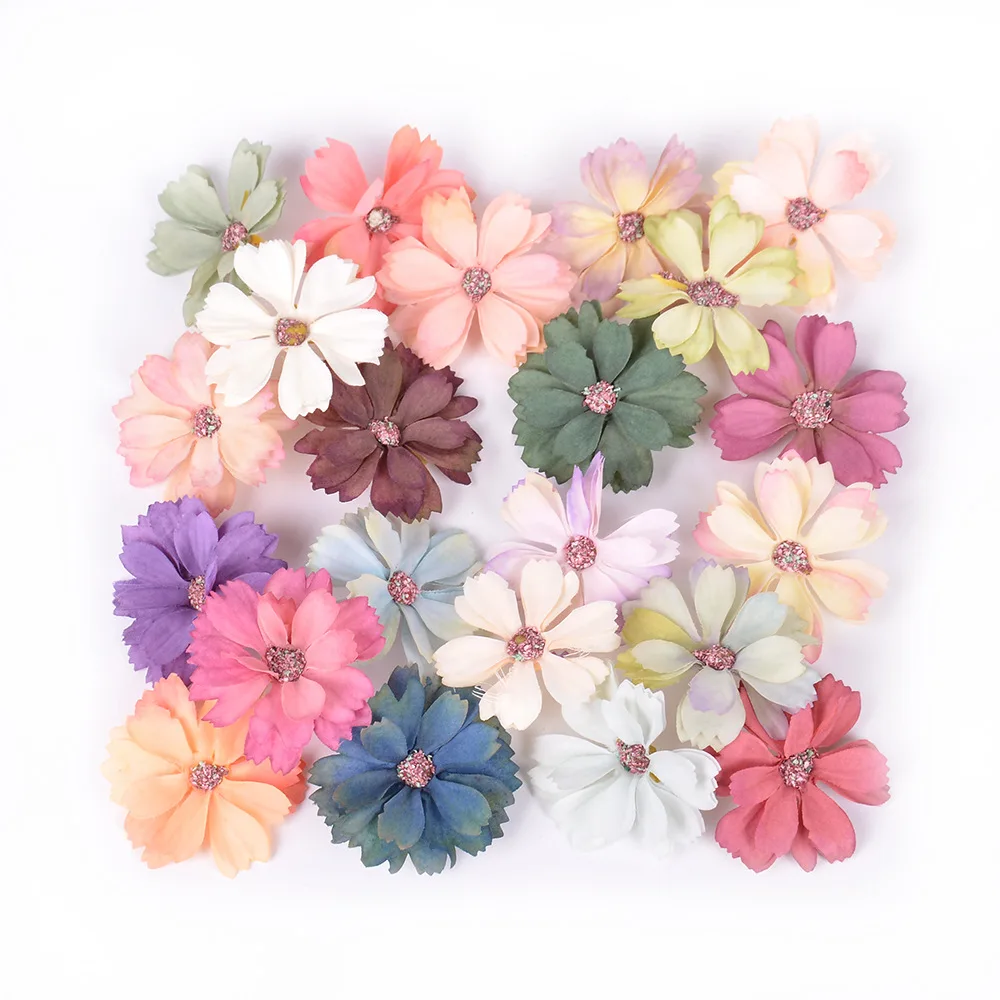 
Custom Simulation flower diy multi-layer daisy flower head six-petal Artificial Flower Heads for wedding decoration 