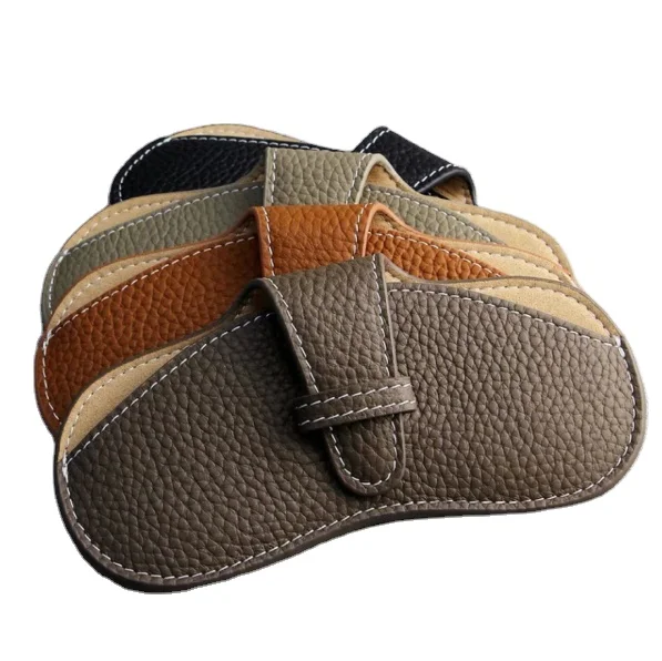 First layer genuine leather sunglasses protective cover pouch portable storage case glasses bag