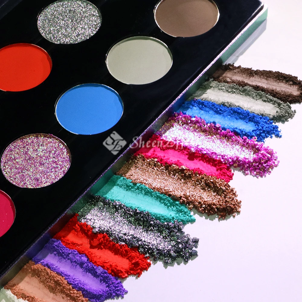 SheenEffect Wholesale Price Private Label 12 Colors Vegan High Pigment Mica Pressed Chameleon Bulk Eyeshadow Palette