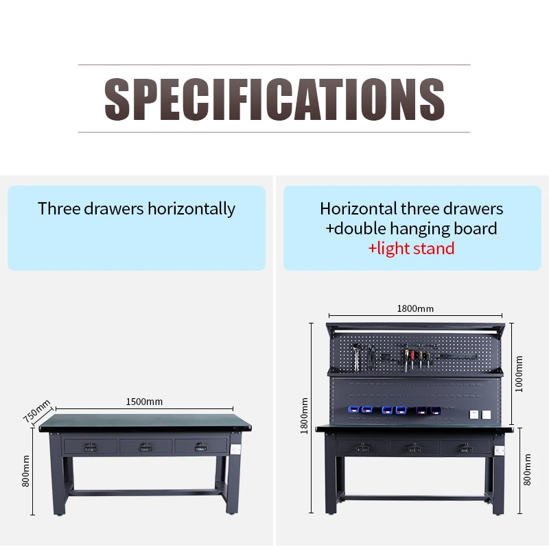 Industrial  Metal Frame Work Station Table Wooden Operation garage lab workbench Tool Cabinet For Garage Workshop