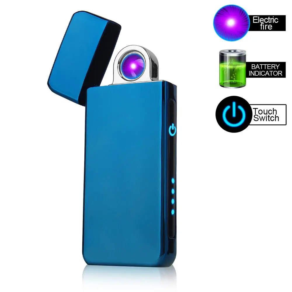 USB Rechargeable Windproof Flameless Electronic Lighter Ultra Thin Cigarette Lighter Touch Induction Double Side Lighter