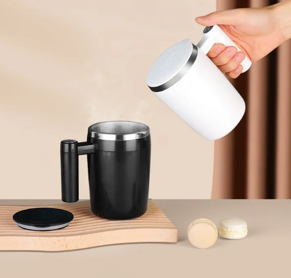 self-stirring coffee mug with magnetic Stainless steel water cup with handle