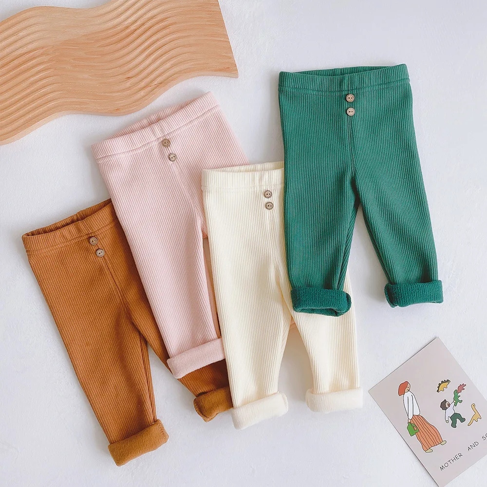 Winter thickened thread leggings for infants 0-3 years old simple versatile elastic large PP pants for boys and girls