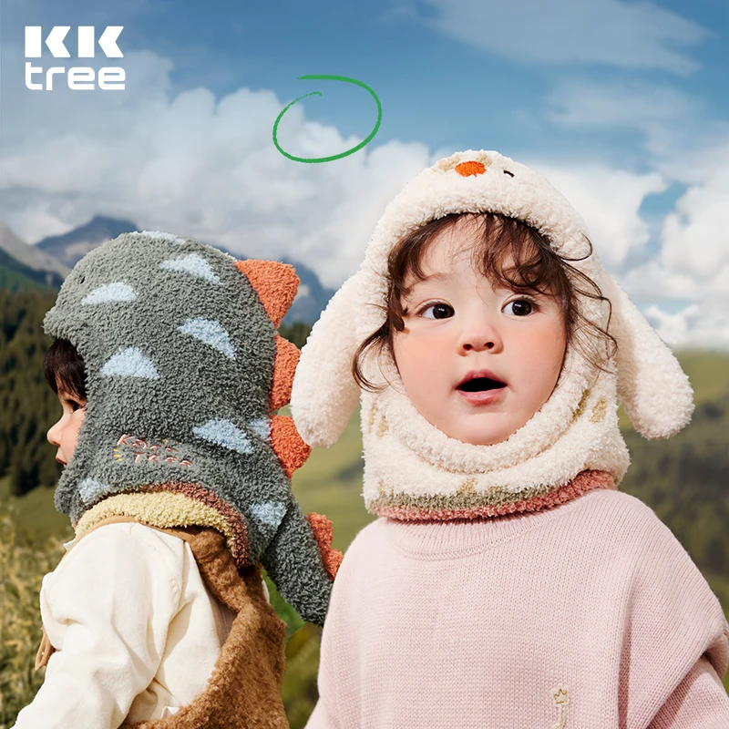 KOCOTREE Toddler Knit Fuzzy Winter Warm Hat Cartoon Animal Dinosaur Warm Hat for Kids Boys and Girls