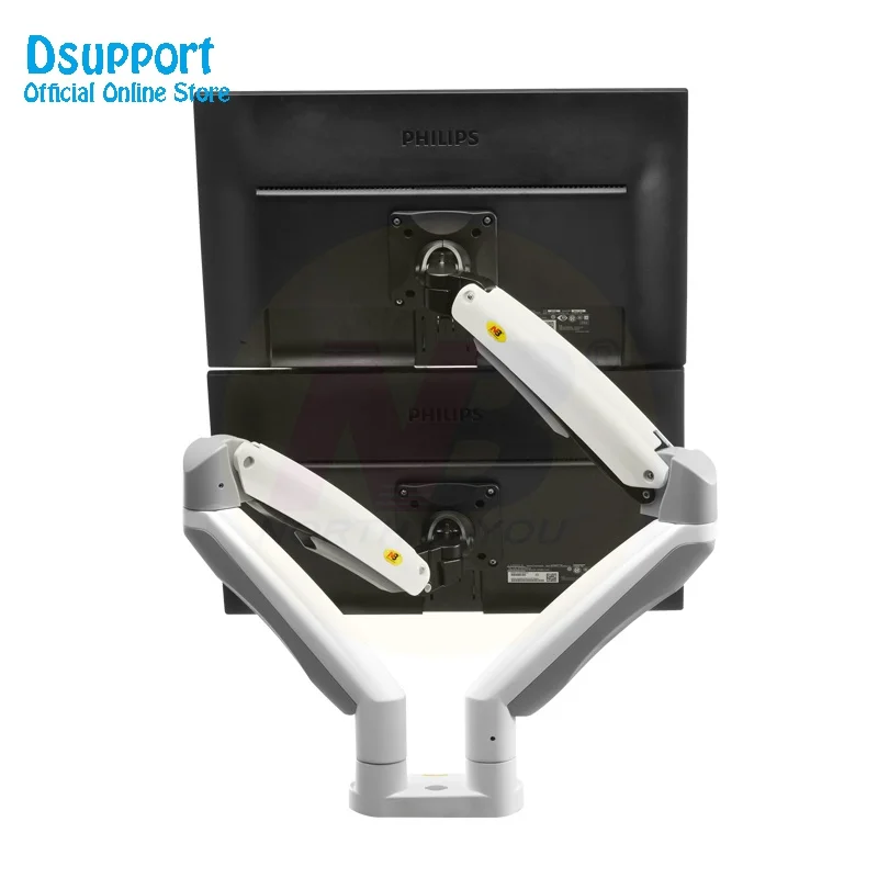 F195A Aluminum Alloy 22-32 inch Dual LCD LED Monitor Mount Gas Spring Arm Full Motion Monitor Holder Support with 2 USB Ports