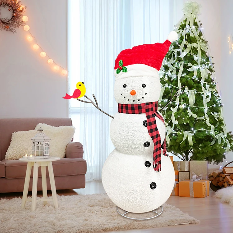 China Goods Wholesale Lighted Christmas Outdoor Snowman with LED Lights Built in for holiday Christmas Yard Plush snowman