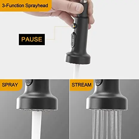 3 Modes 360 Degree Brushed Gold And Matte Black Brass Rotating Faucet Kitchen Sink Mixer Health Kitchen Tip Faucets