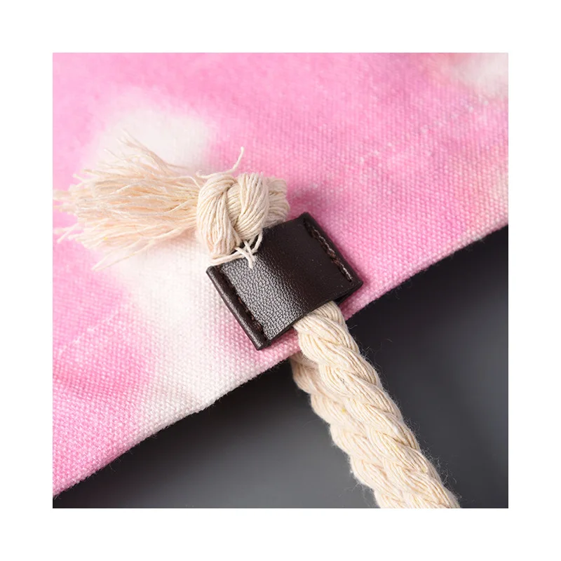 Factory Wholesale Eco-friendly Reusable Custom Rope Handle Cotton Canvas Beach Tote Bag