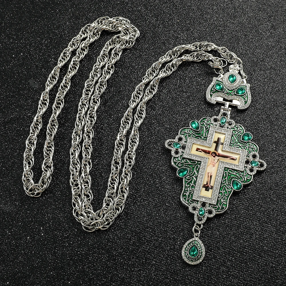 High Quality Gold Plated Greek Orthodox Bishop Pectoral Cross Pendant with Box