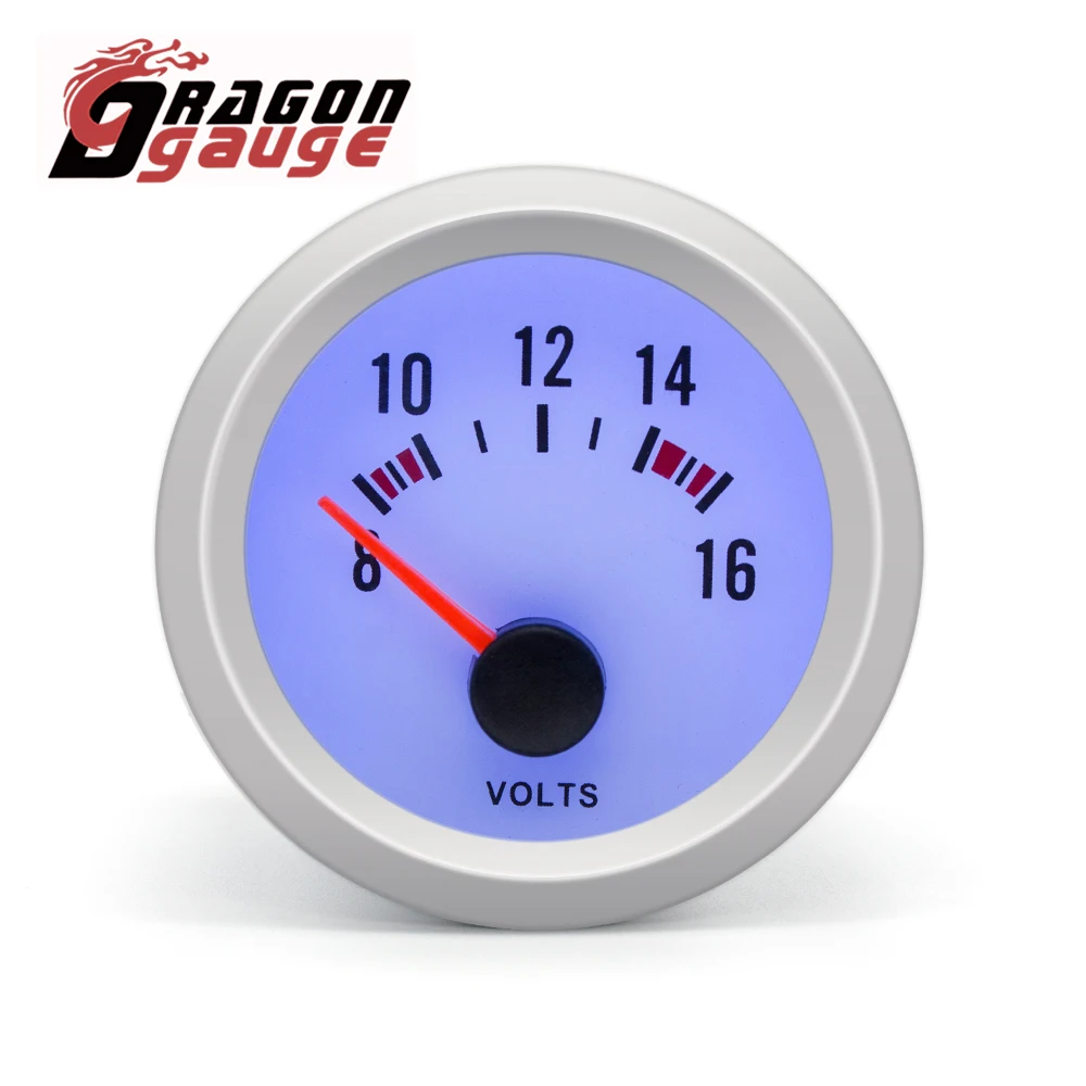 Dragon gauge 52mm Needle Blue LED Light Auto Car Voltmeter Gauge 8~16V Voltage Meter Digital 12v for Car (6037)