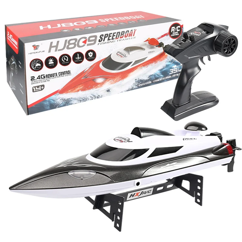 Фабрика HJ809 24.G Дистанционное радиоуправление 35 км/ч Высокая RC игрушки Ночной свет траулер пластиковая скорость профессиональная рыбацкая лодка