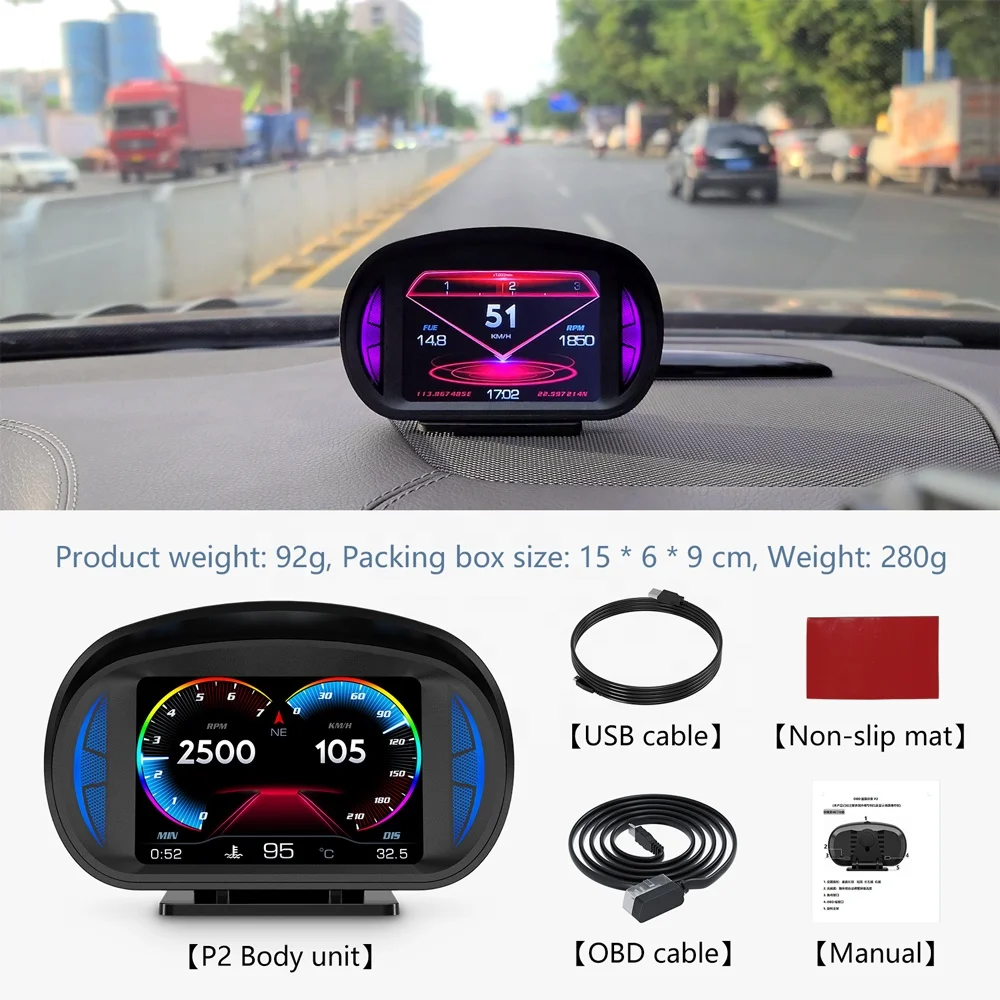 Original WiiYii Car HUD P2 OBD2 Gauge GPS Slope diagnostic tools Multi System Smart Digital Obd Meter