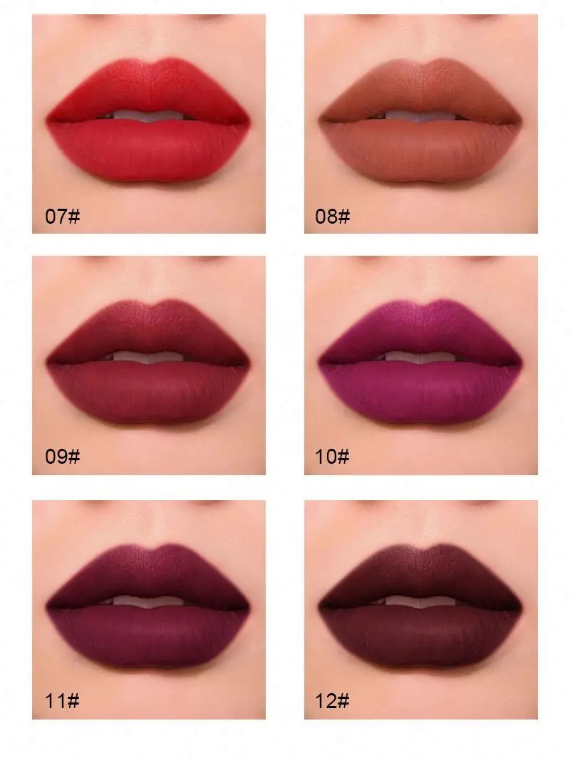 Discount strawberries 6pcs Liquid Velvet Matte Lipstick Waterproof Long Lasting Silky Gloss Red Sexy Lip Makeup