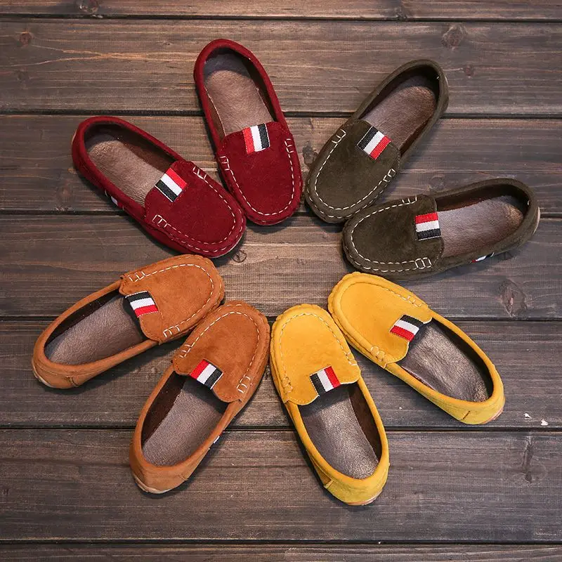 Детские Лоферы обувь с мягкой подошвой удобные весенне-осенние детские кожаные лоферы обувь