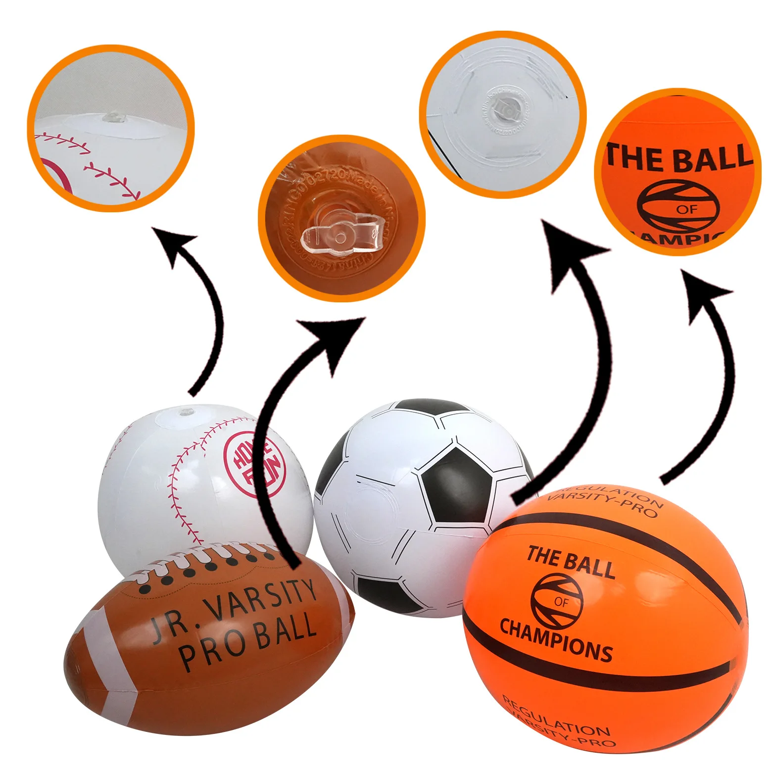 Sports Themed Inflatable Sports Balls Baseball Football Soccer Ball And Basketball For Kids  Beach Games Toys