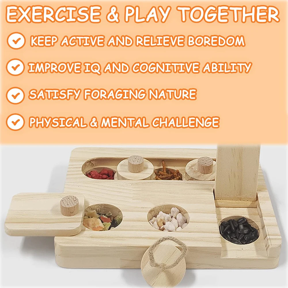 Guinea Pig Foraging Toys Wooden Enrichment Interactive Hide Treats Bunny Snuffle Puzzle Game Mental Toy for Small Animal