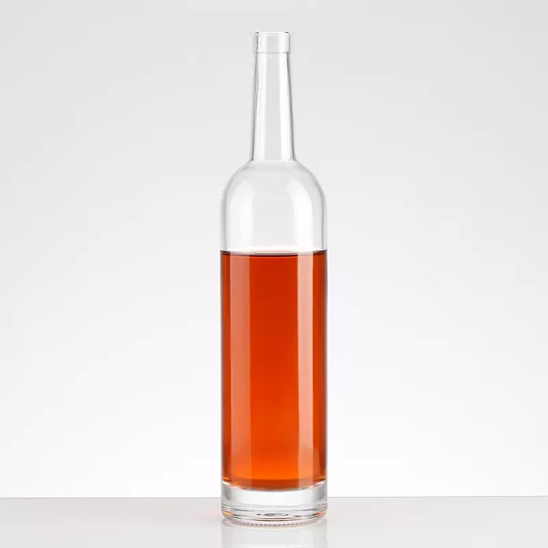 375ml 500ml 750ml  round empty flint glass liquor wine gin Whisky Vodka tequila glass bottle with cork lid