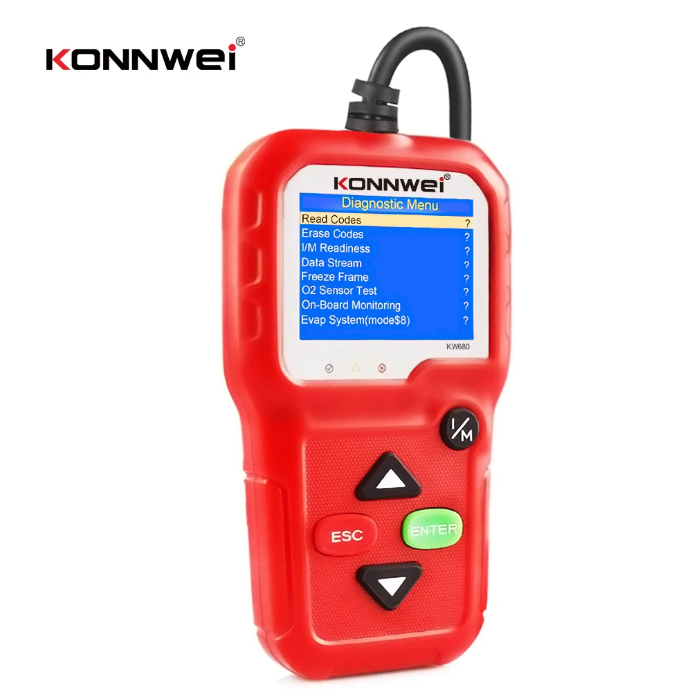 KW680 Vehicle Scanner Diagnostic Tool OBD2 Code Reader Car Automotive Check Engine Error Analyzer Heavy Truck Cars 8 Languages