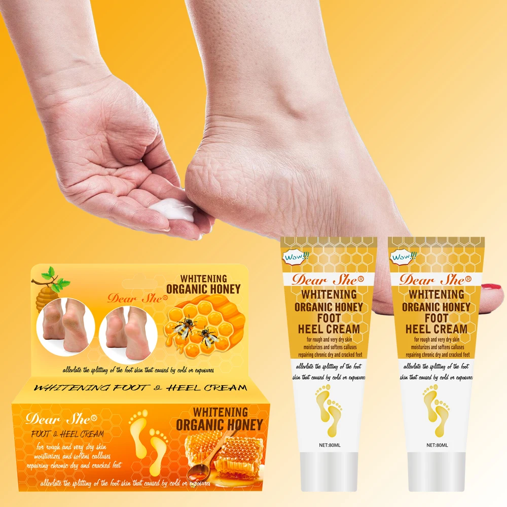 Private Label Dear She Whitening Organic Honey Essence Foot Heel Cream Moisturizing Softens Calluses Repairing Nourishing Skin