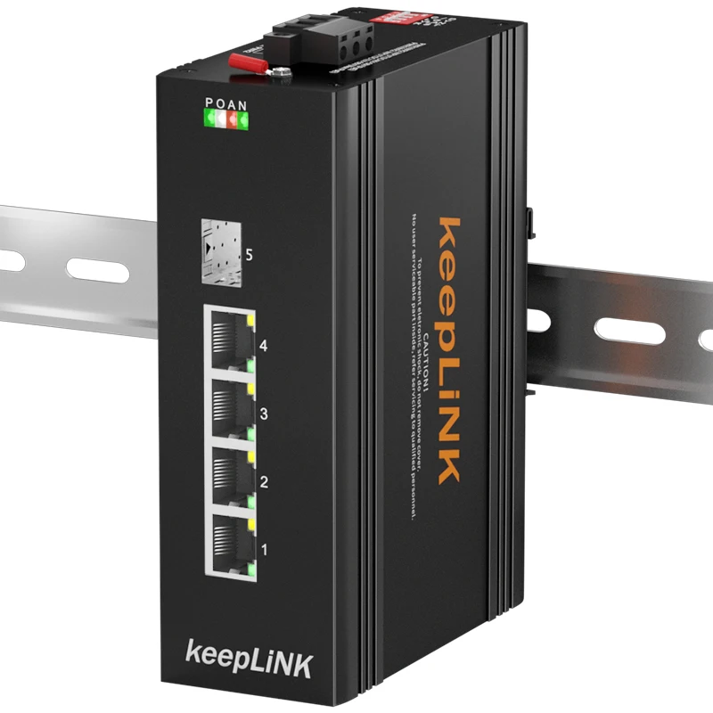 5 ports with 1 SFP Slots uplink and 4 Ethernet 1000M unmanaged Industrial Ethernet switch DIN rail