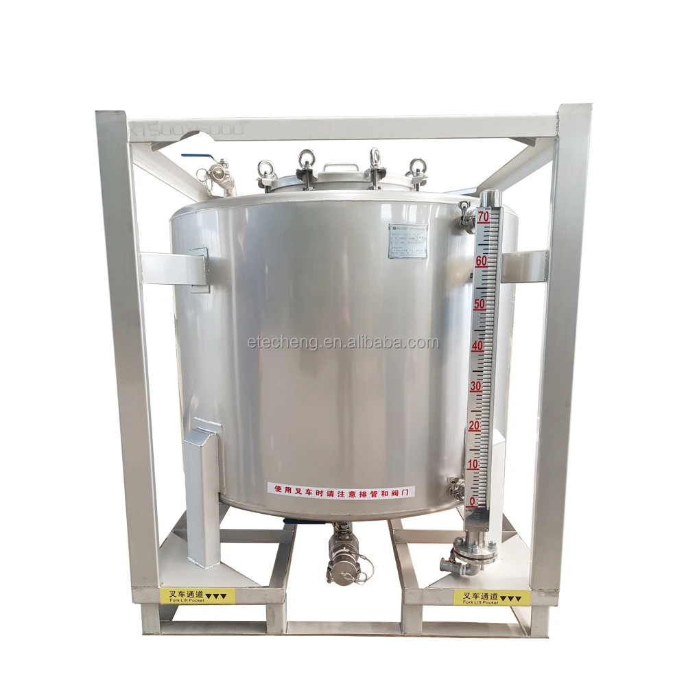 800L Stainless Steel Solution Container Vessel Olive Oil Water Storage Tanks With Magnetic Flap Level Gauge