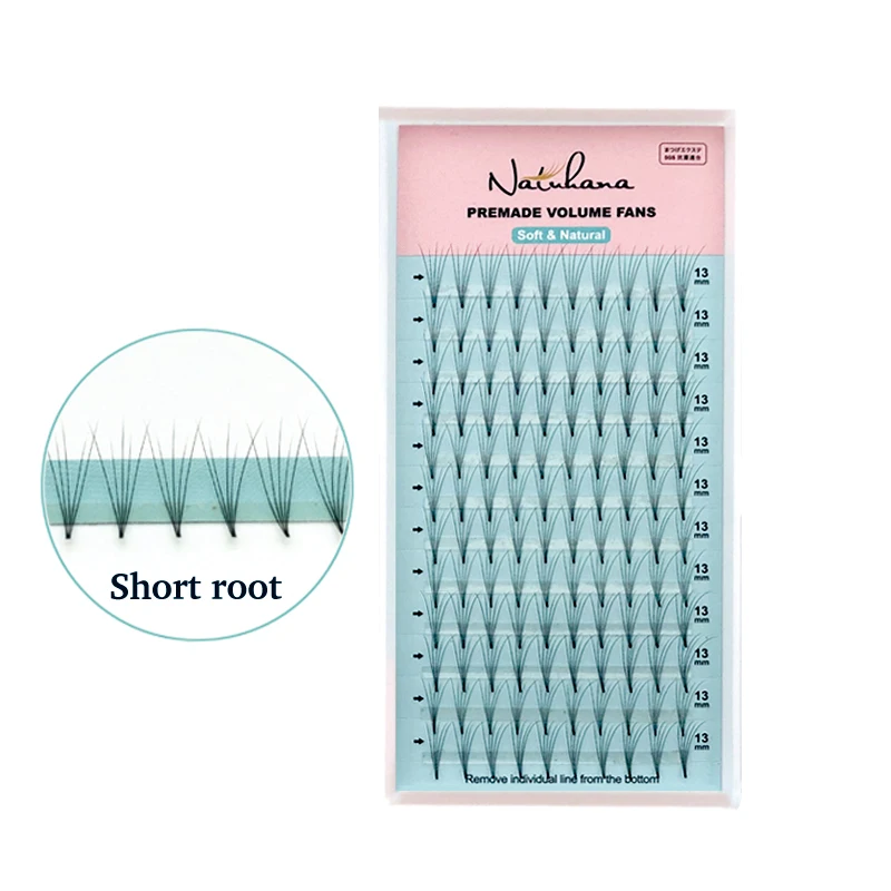 NATUHANA Short Root Volume Fan Eyelash Extension 100% Handmade Natural Soft False Lashes Individual Soft Mink Eyelashes