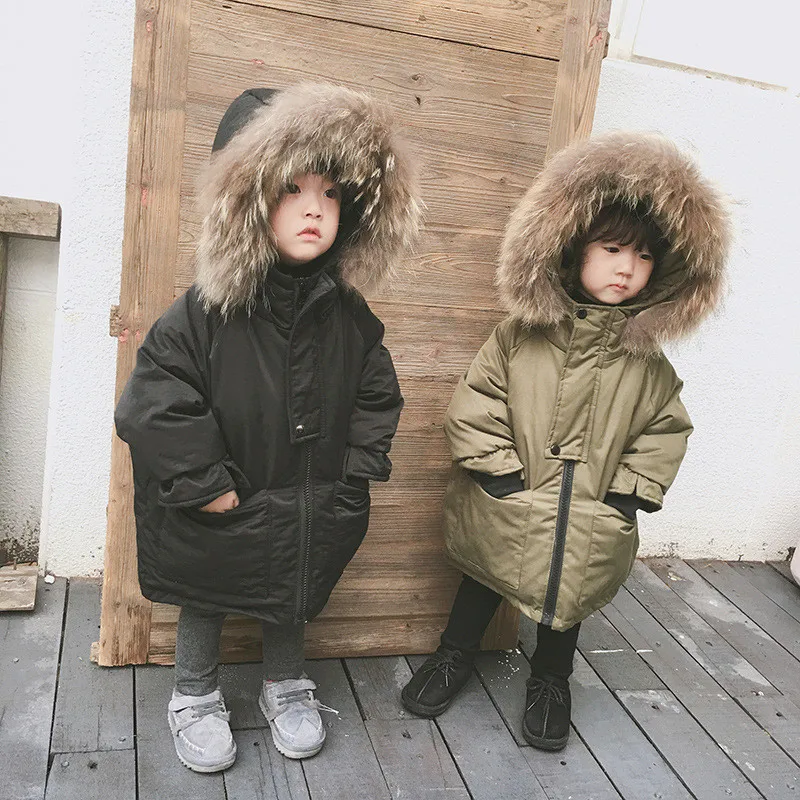 Clothing factories kids clothing children boys wear white goose down coat wadded jackets winter custom long coats for girls