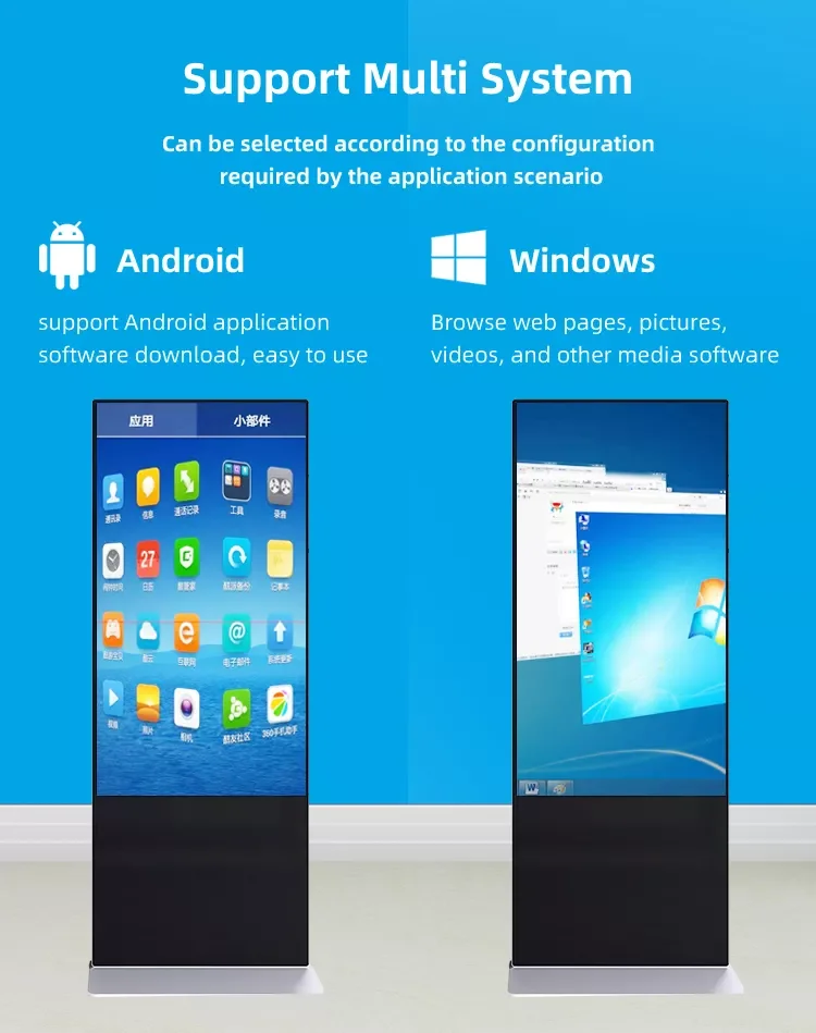 ODMOEM Indoor LCD Advertising Display Digital Signage Kiosk Totem Android Floor Stand LCD Touch Screen Advertising Display