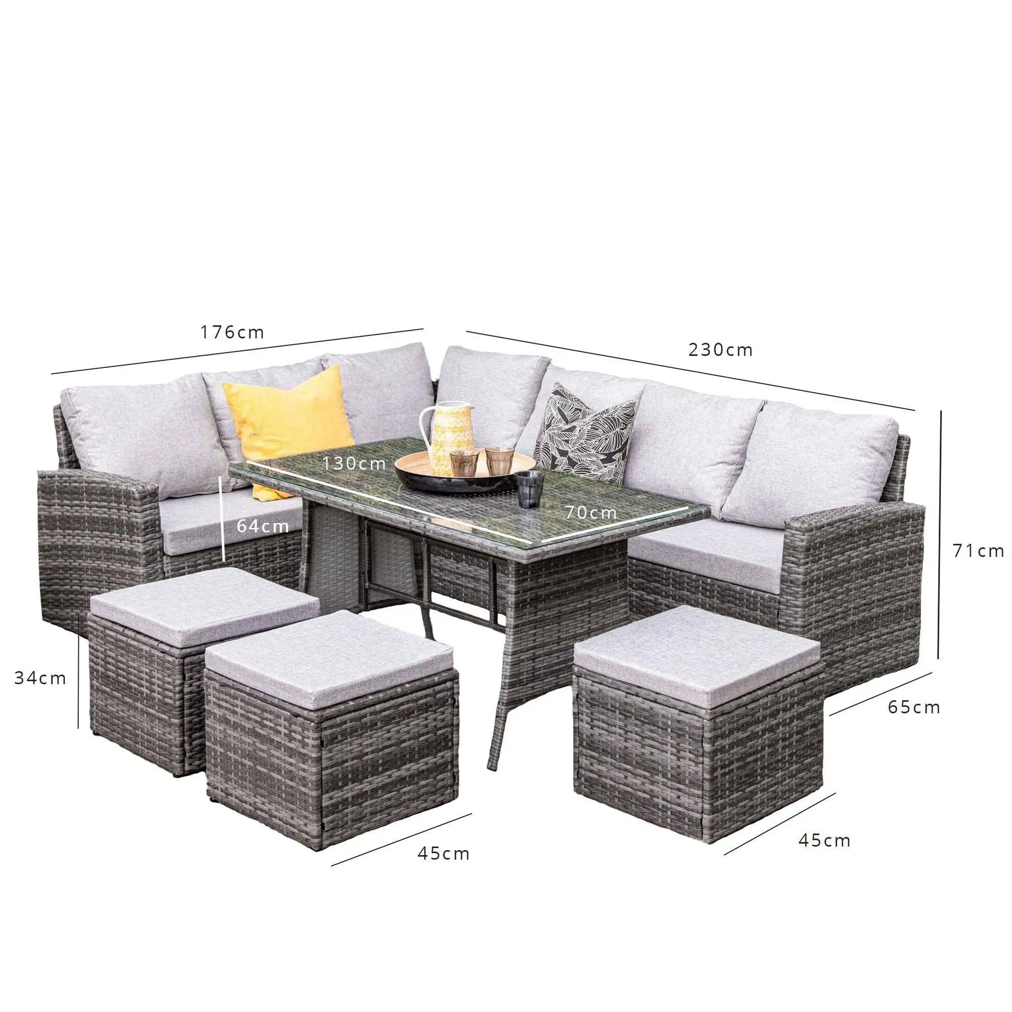 New design outdoor sectional aluminum rattan lounge garden sofa set furniture