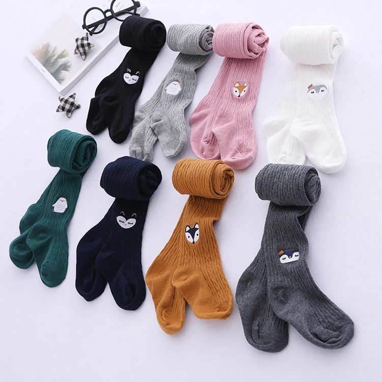 
New fashion knitting cotton baby leggings pantyhose animal emboridery kids tights 