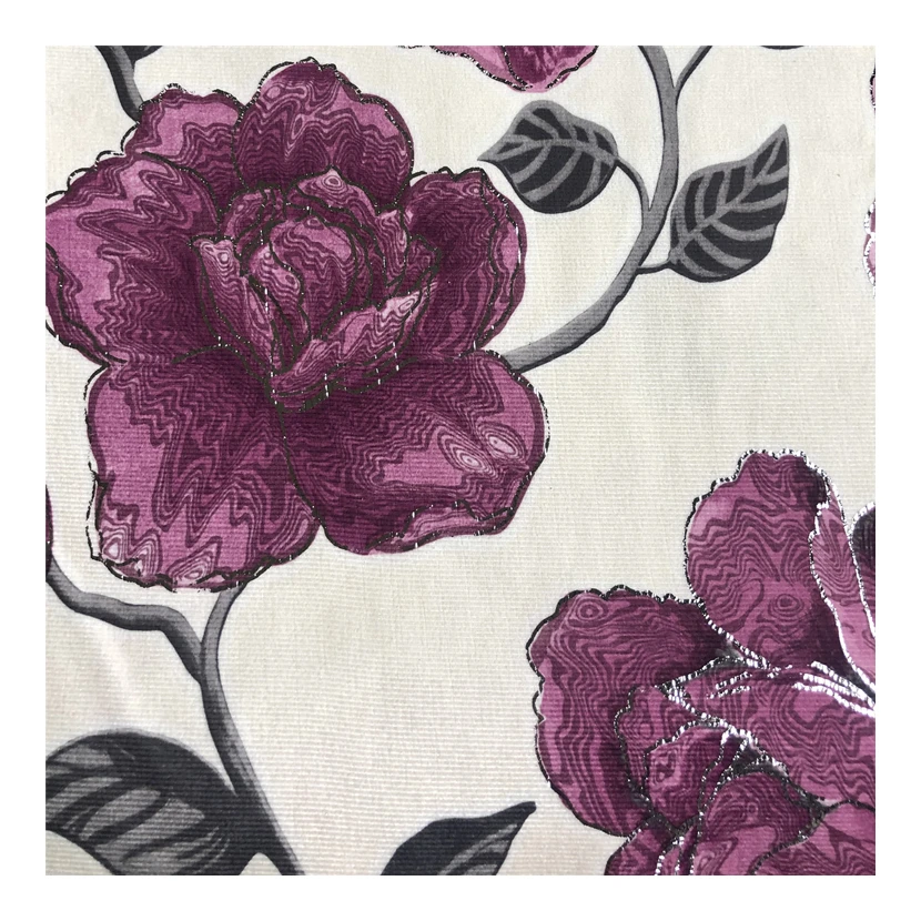 100% polyester Custom Flower Printed cheap wholesale sofa upholstery velvet fabric